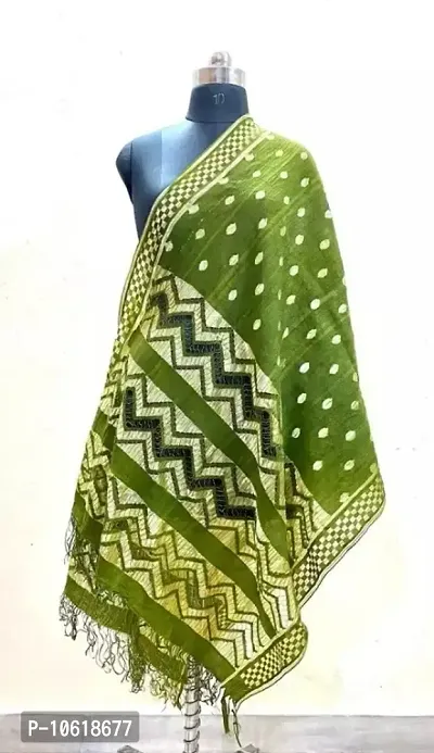 Reliable Green Viscose Silk Zari Work Dupatta For Women-thumb0