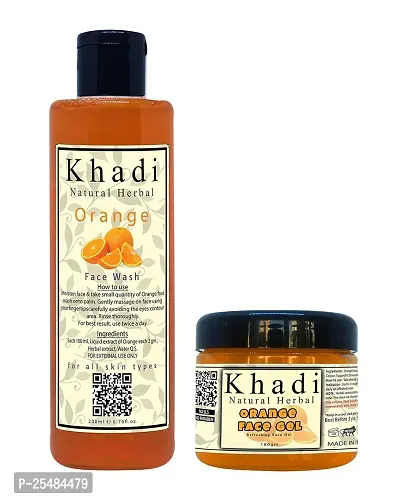 Natural Herbal Orange Face Gel 180Gm And Orange Face Wash 200Ml Combo Pack-thumb0