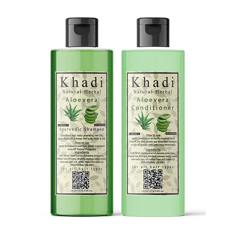 Khadi Natural Herbal Aloevera Shampoo And Conditioner Combo Pack(2 X 200Ml)-400Ml