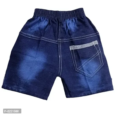 Boys Denim Jeans Knee Length Washed Silky Denim Shorts For Kids-thumb3