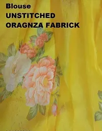 Trendy Womens Floral Organza Stitched New Lehenga Choli Dupatta yellow choli blouse printed with organza fabric organza choli printed organza blouse or organza choli online-thumb4