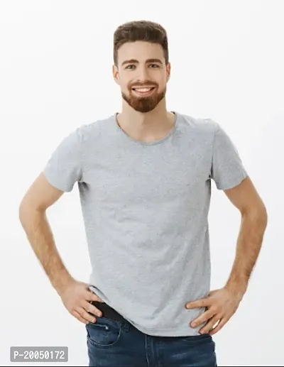 Stylish Grey Cotton T-Shirt For Men-thumb0