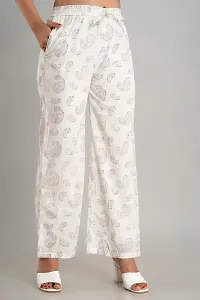 Stunning White Rayon Printed Palazzo For Women-thumb1