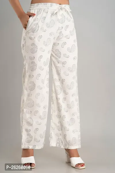 Stunning White Rayon Printed Palazzo For Women-thumb2