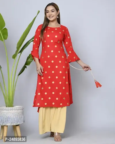 MAUKA Women New Red Straight Kurta with Palazzo Set-thumb0