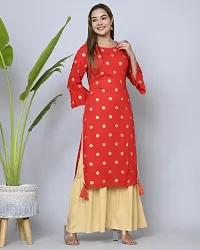 MAUKA Women New Red Straight Kurta with Palazzo Set-thumb2