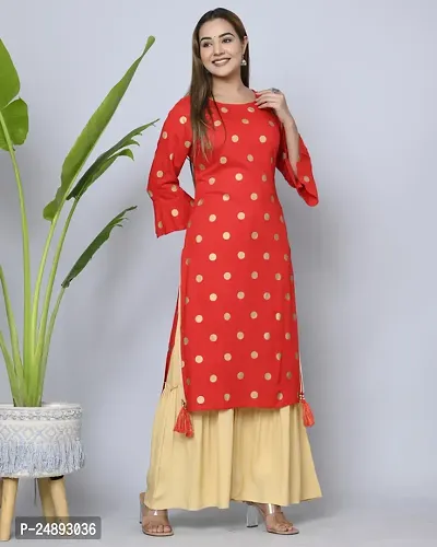 MAUKA Women New Red Straight Kurta with Palazzo Set-thumb3