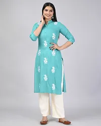 MAUKA Women New Turqouise Straight Kurta with Palazzo Set-thumb2