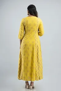 MAUKA - Yellow Rayon Women's Anarkali Kurti ( Pack of 1 )-thumb3