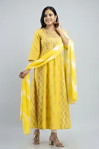 MAUKA - Yellow Rayon Women's Anarkali Kurti ( Pack of 1 )-thumb1