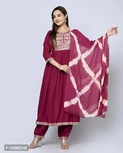 MAUKA - Maroon Nayra Rayon Women's Stitched Salwar Suit ( Pack of 1 )-thumb0