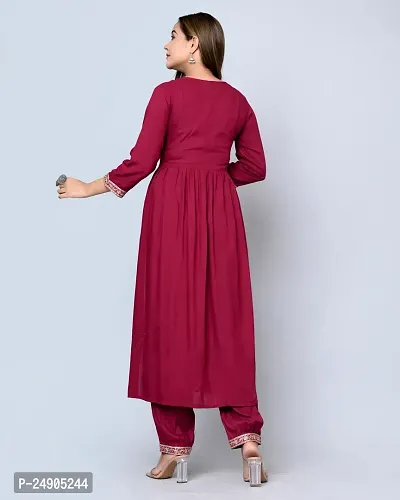 MAUKA - Maroon Nayra Rayon Women's Stitched Salwar Suit ( Pack of 1 )-thumb5