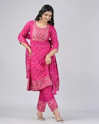 MAUKA Rayon Printed Kurti With Pants Women's Stitched Salwar Suit - Pink ( Pack of 1 )-thumb2