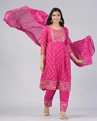 MAUKA Rayon Printed Kurti With Pants Women's Stitched Salwar Suit - Pink ( Pack of 1 )-thumb3