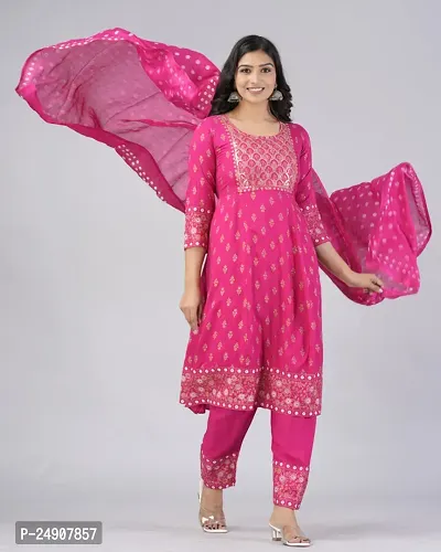 MAUKA Rayon Printed Kurti With Pants Women's Stitched Salwar Suit - Pink ( Pack of 1 )-thumb4