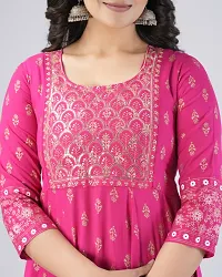 MAUKA Rayon Printed Kurti With Pants Women's Stitched Salwar Suit - Pink ( Pack of 1 )-thumb4