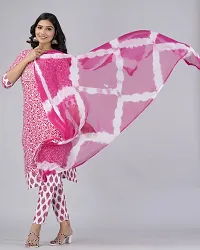 MAUKA Cotton Printed Kurti With Pants Women's Stitched Salwar Suit - Pink ( Pack of 1 )-thumb2
