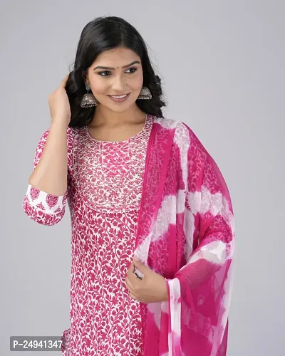 MAUKA Cotton Printed Kurti With Pants Women's Stitched Salwar Suit - Pink ( Pack of 1 )-thumb4