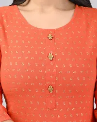 MAUKA - Orange Rayon Women's Straight Kurti ( Pack of 1 )-thumb3