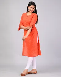 MAUKA - Orange Rayon Women's Straight Kurti ( Pack of 1 )-thumb4