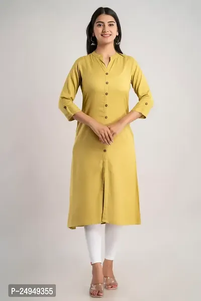 MAUKA - yellow Rayon Women's Straight Kurti ( Pack of 1 )