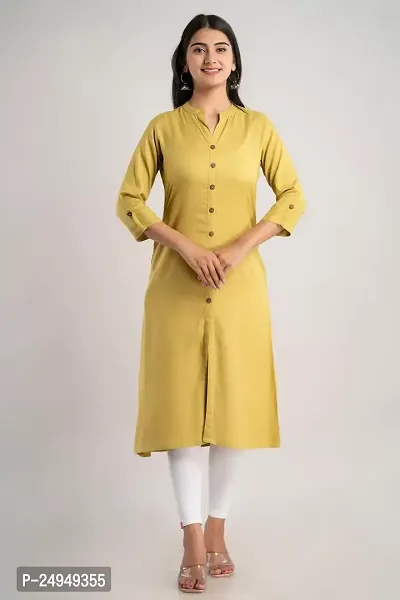 MAUKA - yellow Rayon Women's Straight Kurti ( Pack of 1 )-thumb0