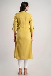 MAUKA - yellow Rayon Women's Straight Kurti ( Pack of 1 )-thumb1