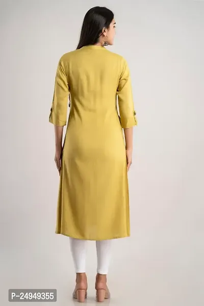 MAUKA - yellow Rayon Women's Straight Kurti ( Pack of 1 )-thumb2