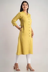 MAUKA - yellow Rayon Women's Straight Kurti ( Pack of 1 )-thumb2