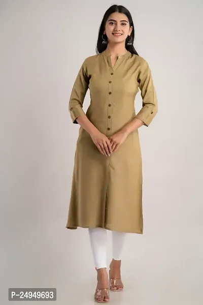 MAUKA - brown Rayon Women's Straight Kurti ( Pack of 1 )