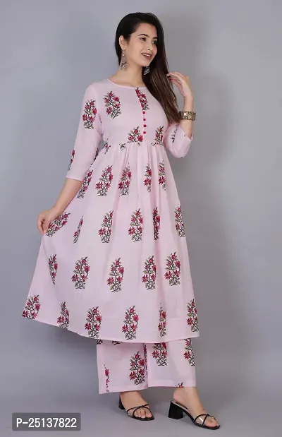 MAUKA - Pink Anarkali Cotton Women's Stitched Salwar Suit ( Pack of 1 )-thumb0