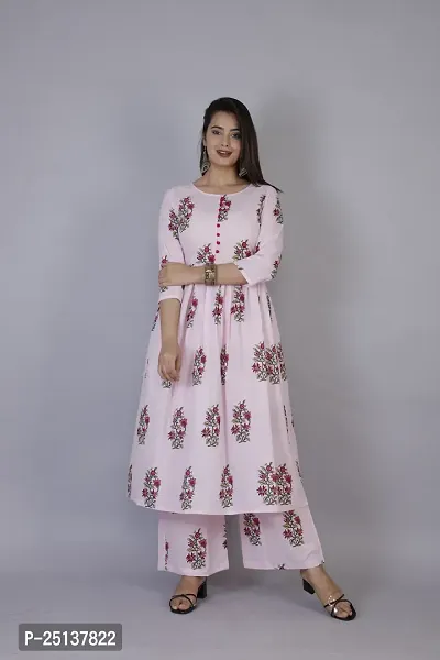 MAUKA - Pink Anarkali Cotton Women's Stitched Salwar Suit ( Pack of 1 )-thumb3