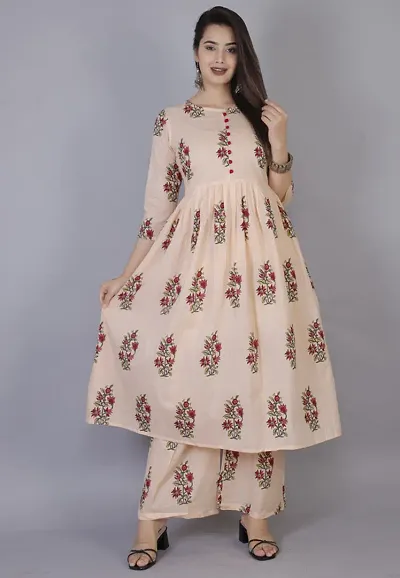 MAUKA - Multicolour Anarkali Cotton Women's Stitched Salwar Suit ( Pack of 1 )