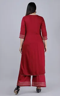 MAUKA - Maroon Straight Rayon Women's Stitched Salwar Suit ( Pack of 1 )-thumb1