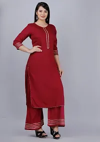 MAUKA - Maroon Straight Rayon Women's Stitched Salwar Suit ( Pack of 1 )-thumb3