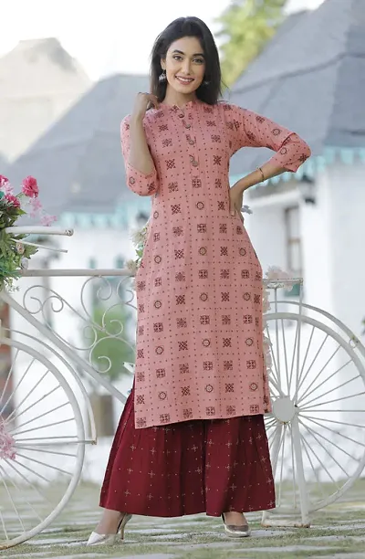 Stylish Rayon Straight Printed Kurti