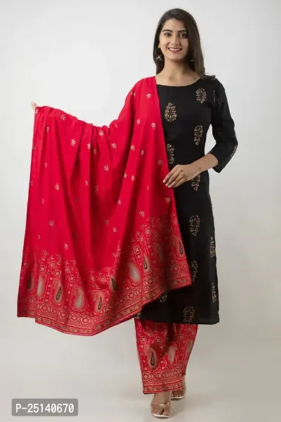 MAUKA - Black Straight Rayon Women's Stitched Salwar Suit Dupatta set ( Pack of 1 )-thumb0