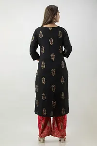 MAUKA - Black Straight Rayon Women's Stitched Salwar Suit Dupatta set ( Pack of 1 )-thumb3