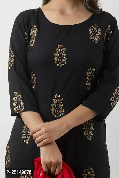 MAUKA - Black Straight Rayon Women's Stitched Salwar Suit Dupatta set ( Pack of 1 )-thumb5