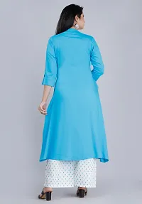 MAUKA - Blue Straight Rayon Women's Stitched Salwar Suit ( Pack of 1 )-thumb1