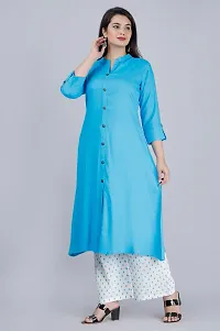 MAUKA - Blue Straight Rayon Women's Stitched Salwar Suit ( Pack of 1 )-thumb4