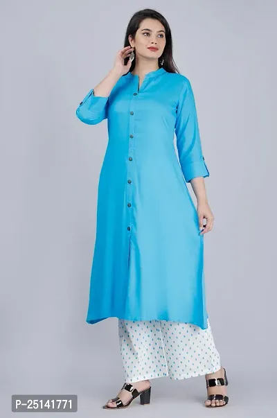 MAUKA - Blue Straight Rayon Women's Stitched Salwar Suit ( Pack of 1 )-thumb5