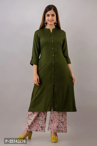 MAUKA - Green Straight Rayon Women's Stitched Salwar Suit ( Pack of 1 )