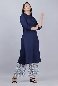 MAUKA - Blue Straight Rayon Women's Stitched Salwar Suit ( Pack of 1 )-thumb3