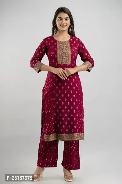 MAUKA - Maroon Straight Rayon Women's Stitched Salwar Suit ( Pack of 1 )