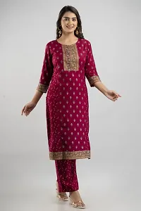 MAUKA - Maroon Straight Rayon Women's Stitched Salwar Suit ( Pack of 1 )-thumb1