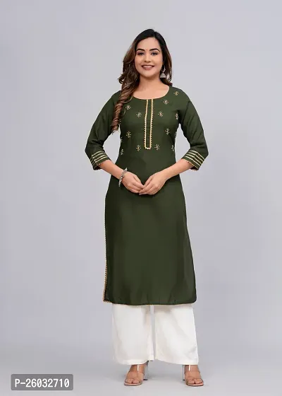 MAUKA - Green Straight Rayon Women's Stitched Salwar Suit (pack of 1)