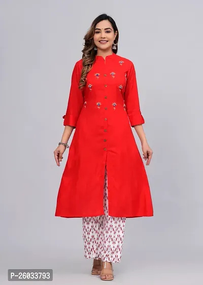 MAUKA - Red Straight Rayon Women's Stitched Salwar Suit (pack of 1)-thumb0