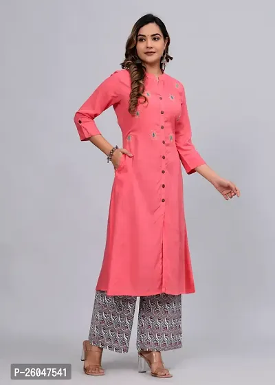 MAUKA - Pink Straight Rayon Women's Stitched Salwar Suit (pack of 1)-thumb5