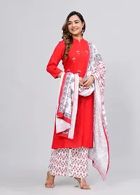 MAUKA - Red Straight Rayon Women's Stitched Salwar Suit dupatta set (pack of 1)-thumb4